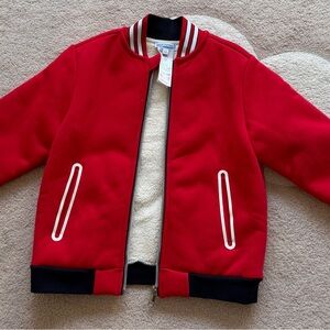 Jacadi Red Puffer Jacket with Black Accents